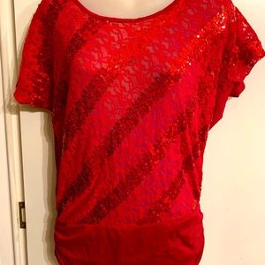 Daytrip Sequin Red Top